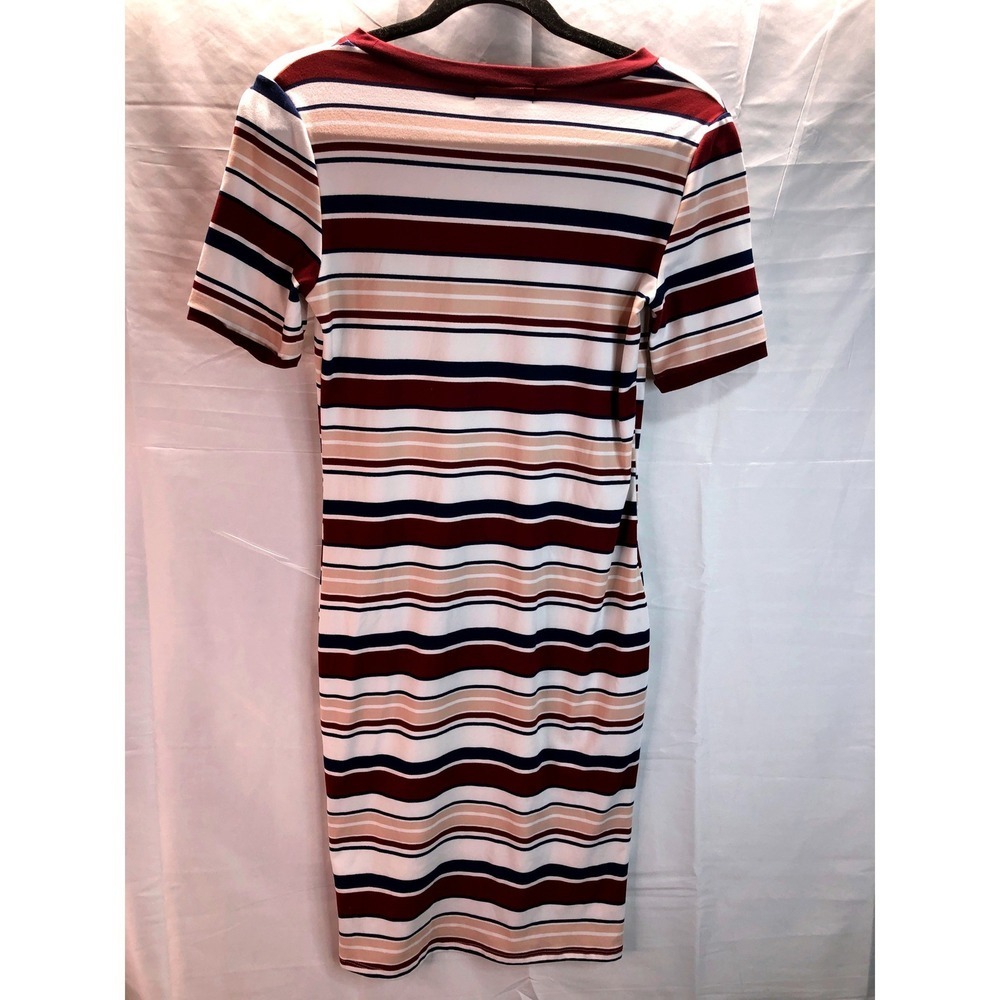 Absolutely Love It Striped Midi Dress Large Stretch Knit Short Sleeve - Picture 5 of 11